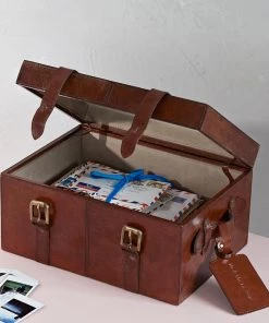 Life Of Riley Leather Keepsake Trunk For Couple