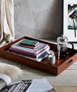 Life Of Riley Bar Ware Leather Ottoman Tray