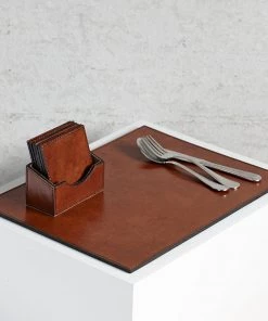 Life Of Riley Leather Place Mat Coasters