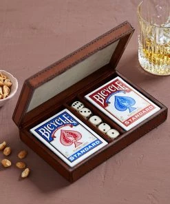 Life Of Riley Leather Personalised Card And Dice Box