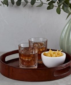 Life Of Riley Leather Round Drinks Tray For Couple 8 Life Of Riley Leather Round Drinks Tray For Couple