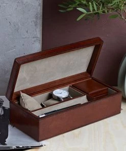 Life Of Riley Watch & Cufflink Boxes Leather Stash Box