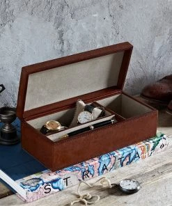 Life Of Riley Watch & Cufflink Boxes Leather Stash Box