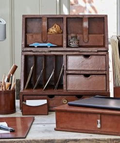Life Of Riley Home Office Leather Stationery Box