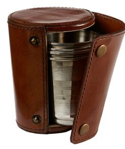 Life Of Riley Leather Case With Four Metal Stirrup Cups Father's Day