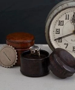 Life Of Riley Leather Tiny Round Trinket Gift Box For Her