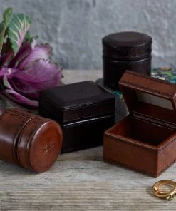 Life Of Riley Leather Tiny Round Trinket Gift Box For Her