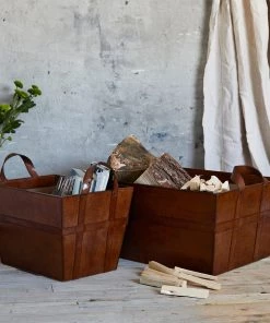 Life Of Riley Leather Log Basket