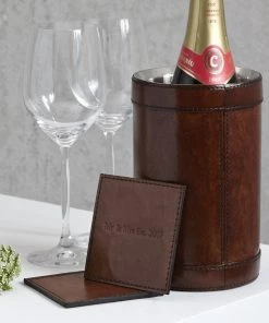 Life Of Riley Leather Celebration Wine Cooler Gift For Couple