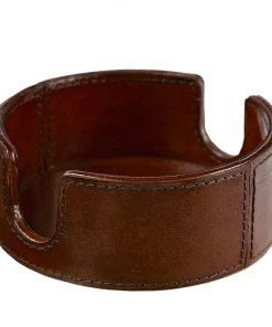 Life Of Riley For Her Leather Wine Bottle Coaster. Holds Six Stemware Coasters